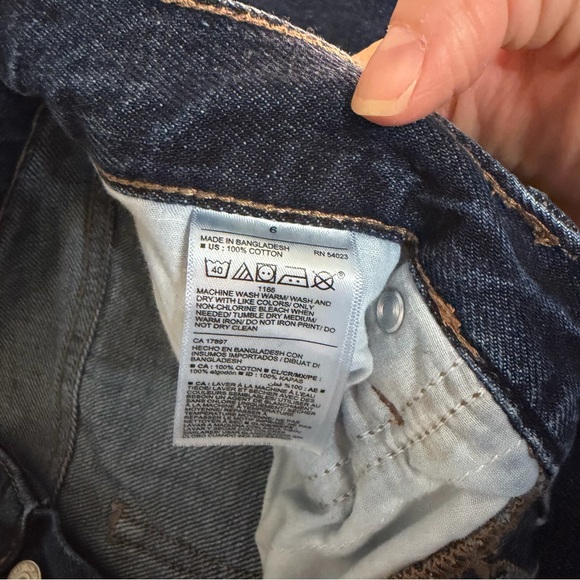 Old Navy High Rise Slouchy Straight Dark Wash Denim Jeans Cropped Button Fly 6 - Picture 7 of 11